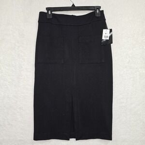 Jemma Women's Black Knee length Straight Skirt Size Small With Front Pockets NWT
